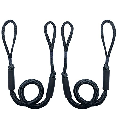 Bungee Dock Line,Boat Rope Stretchable Docking String with Foam Float 4FT Black