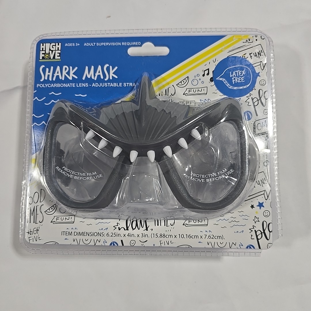 High Five Shark Mask Swim Goggles Mask Latex Free Kids Sealed Shark Teeth Dive