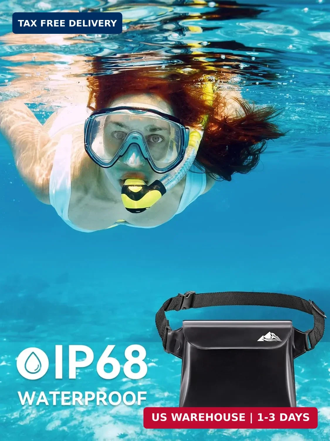 HEETA 2/3/4 Pack Waterproof Pouch with Waist Strap, Screen Touchable Dry Bag wit
