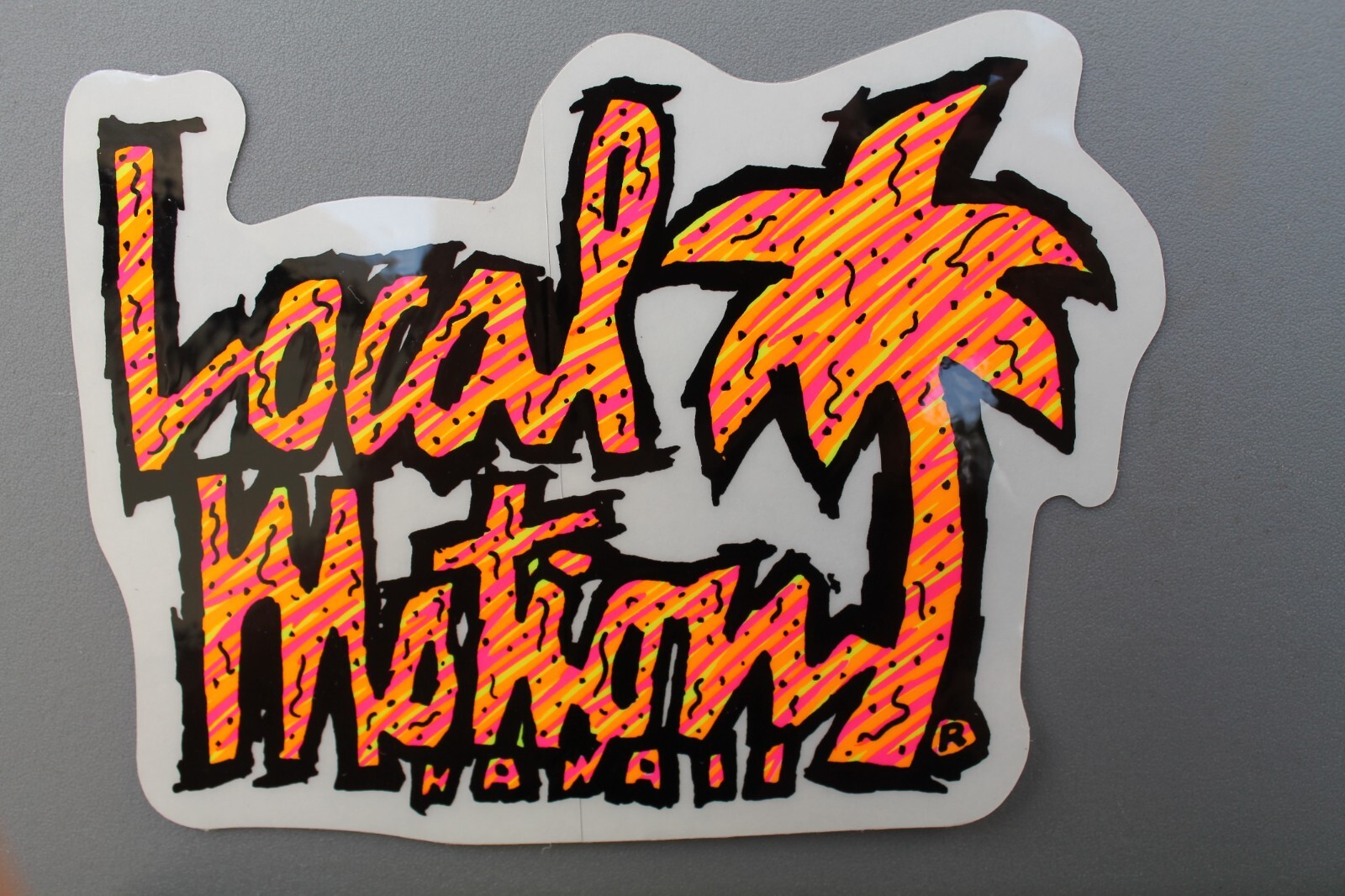 LOCAL MOTION Hawaii Clear Neon Aloha Orange OG LM2 80’s Vintage Surfing STICKER