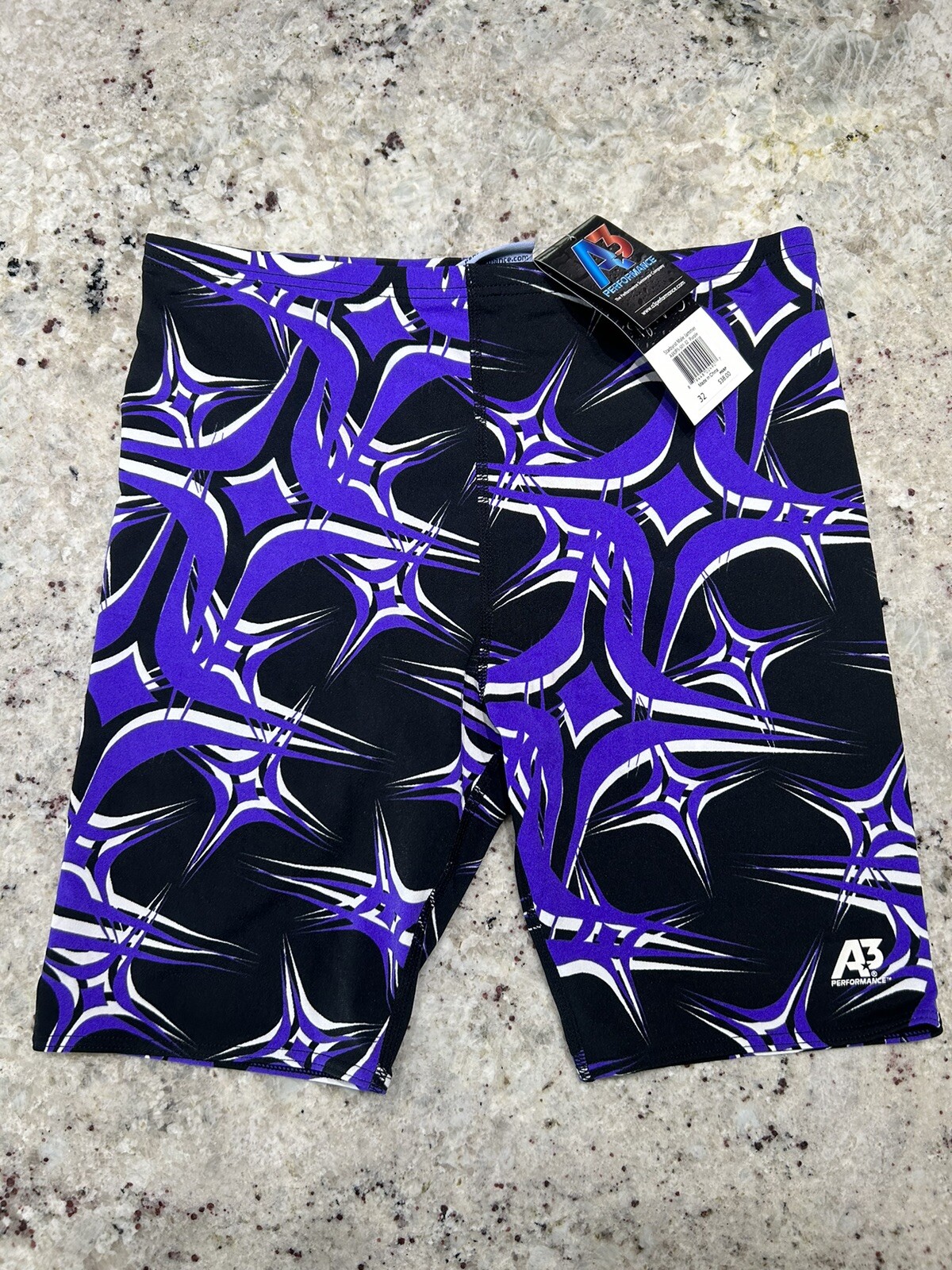 NWT A3 Performance Suit Jammers SIZE 32 Black Purple Starbyrst Male Jammer