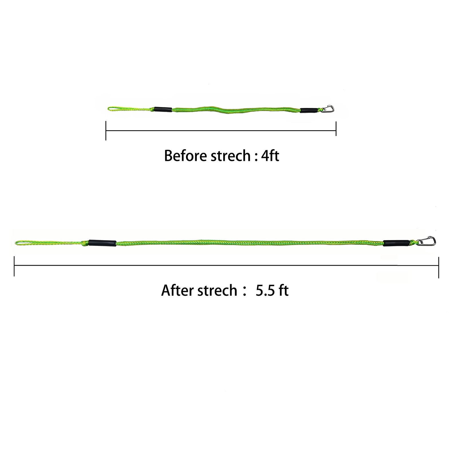 4FT Boat Bungee Dock Line Marine Rope 2-Pack for Docking with 316 Stainless S…