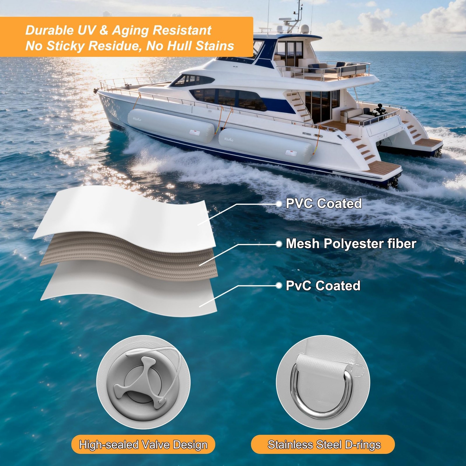 Boat Fenders for Docking, Full Protection Boat Bumpers for Docking with 2 Rop…