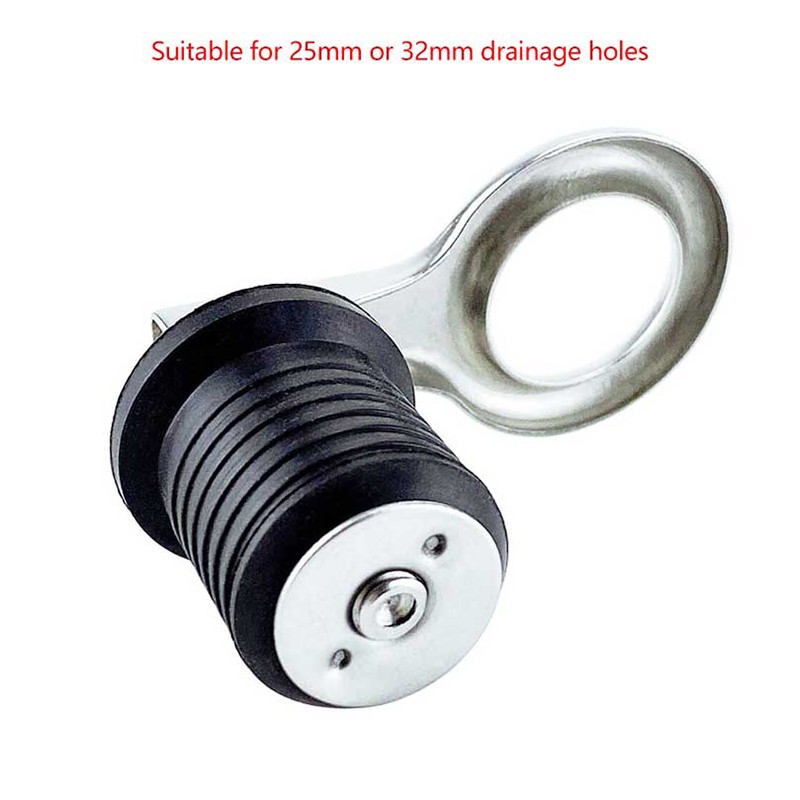 25MM Marine Drain Plug Adjustable Snap Tight Stainless Steel Rubber Drain Plug