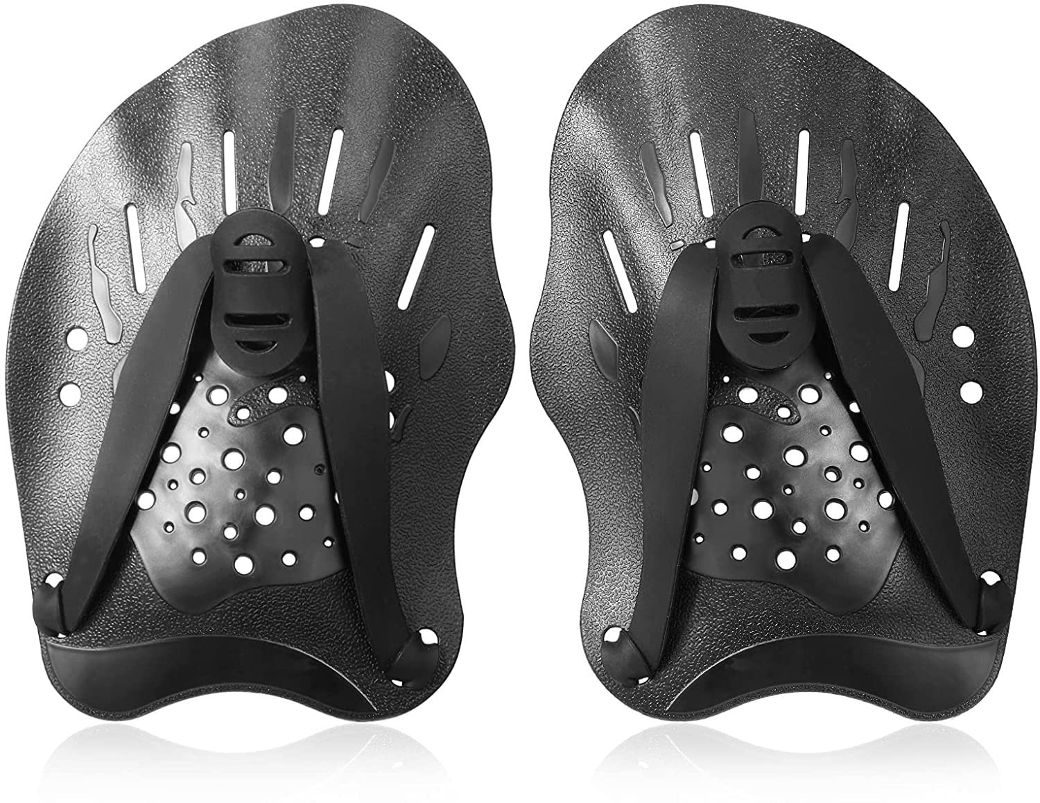 Houson 1 Pair Swim Paddle Hand Exercise Training Adjustable Black