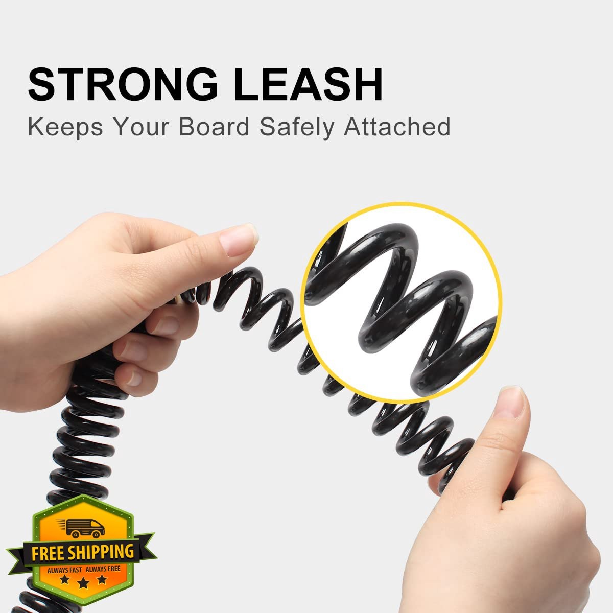 WOOWAVE SUP Leash 11ft Coiled Black