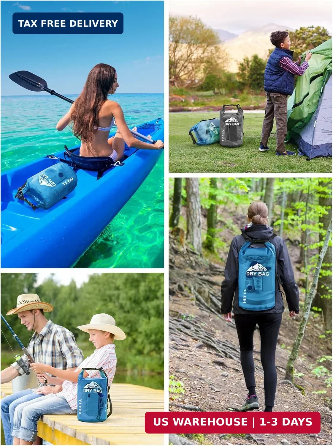 HEETA Dry Bag Waterproof for Women Men, 5L/10L/20L/30L/40L Roll Top Lightweight
