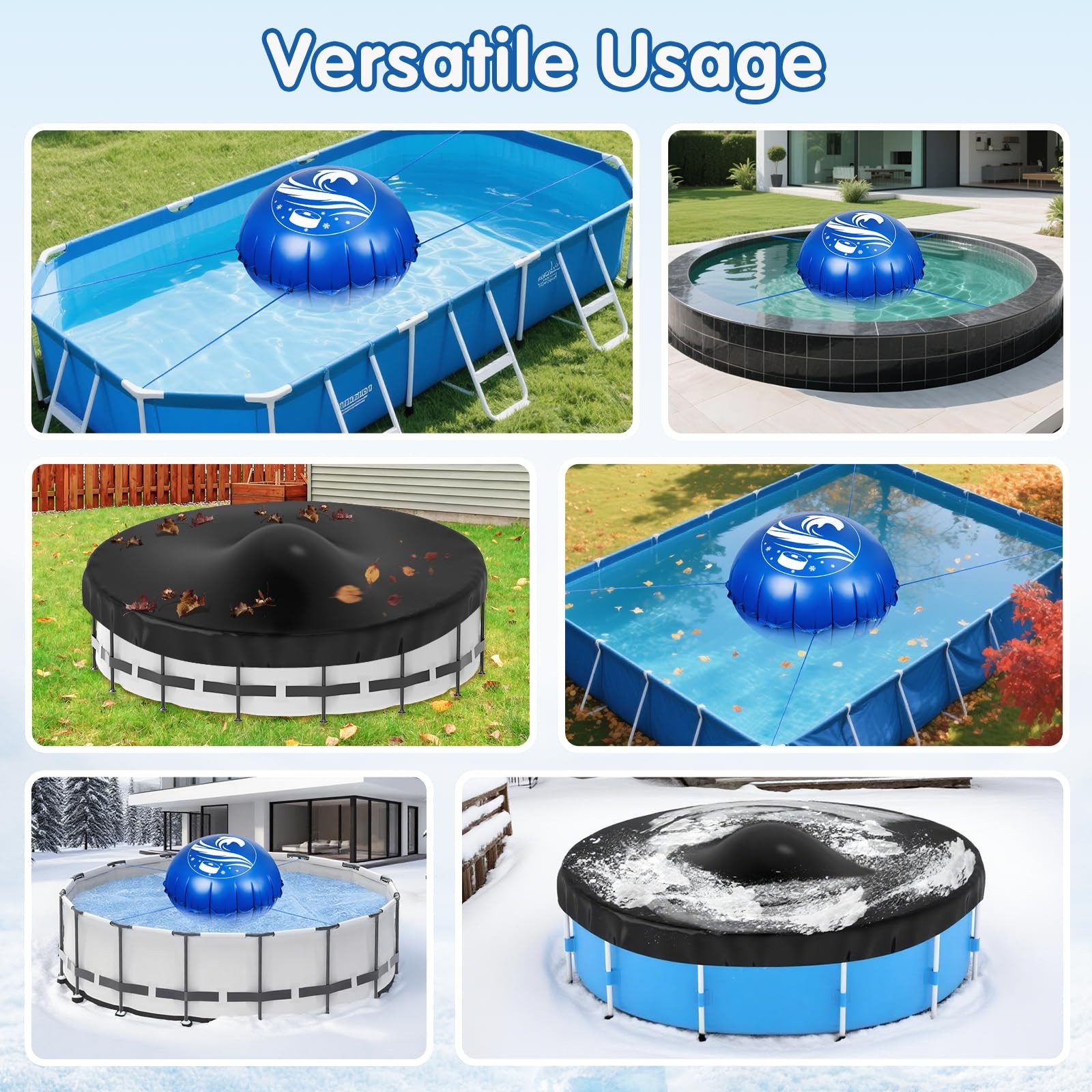 11.8 FT Pool Pillows for Above Ground Pool, Heavy Duty 0.6mm Winter Pool Pill…