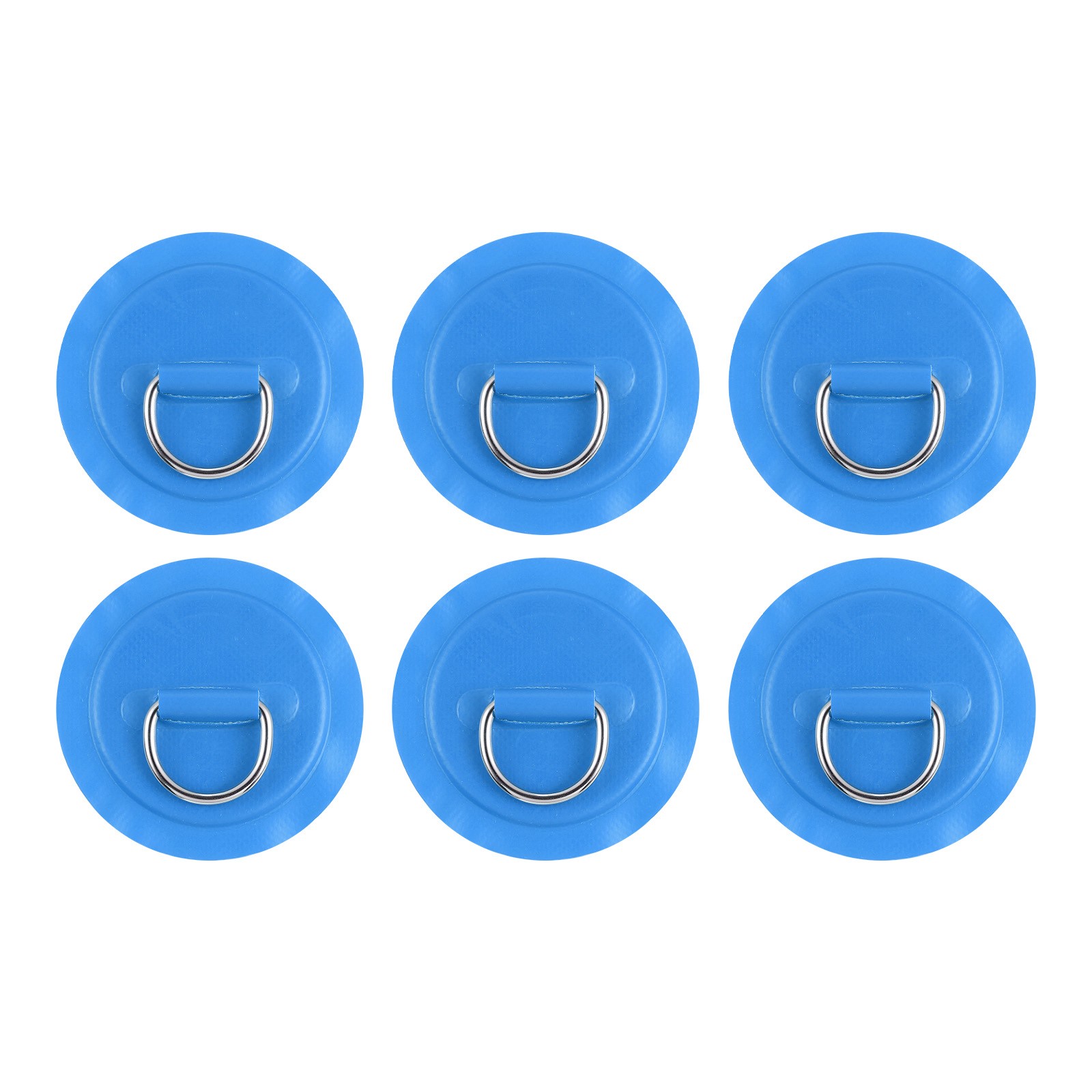 6 Pcs D-Ring Patch, Stainless Steel D-Ring PVC Patch No Glue Include, Blue