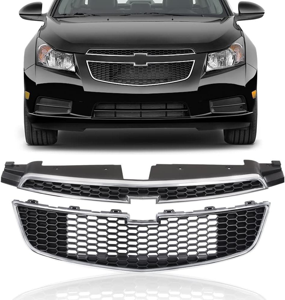 Front Bumper Upper & Lower Grille Pair Fit Chevy Cruze 2011-2014 | Front Bumper