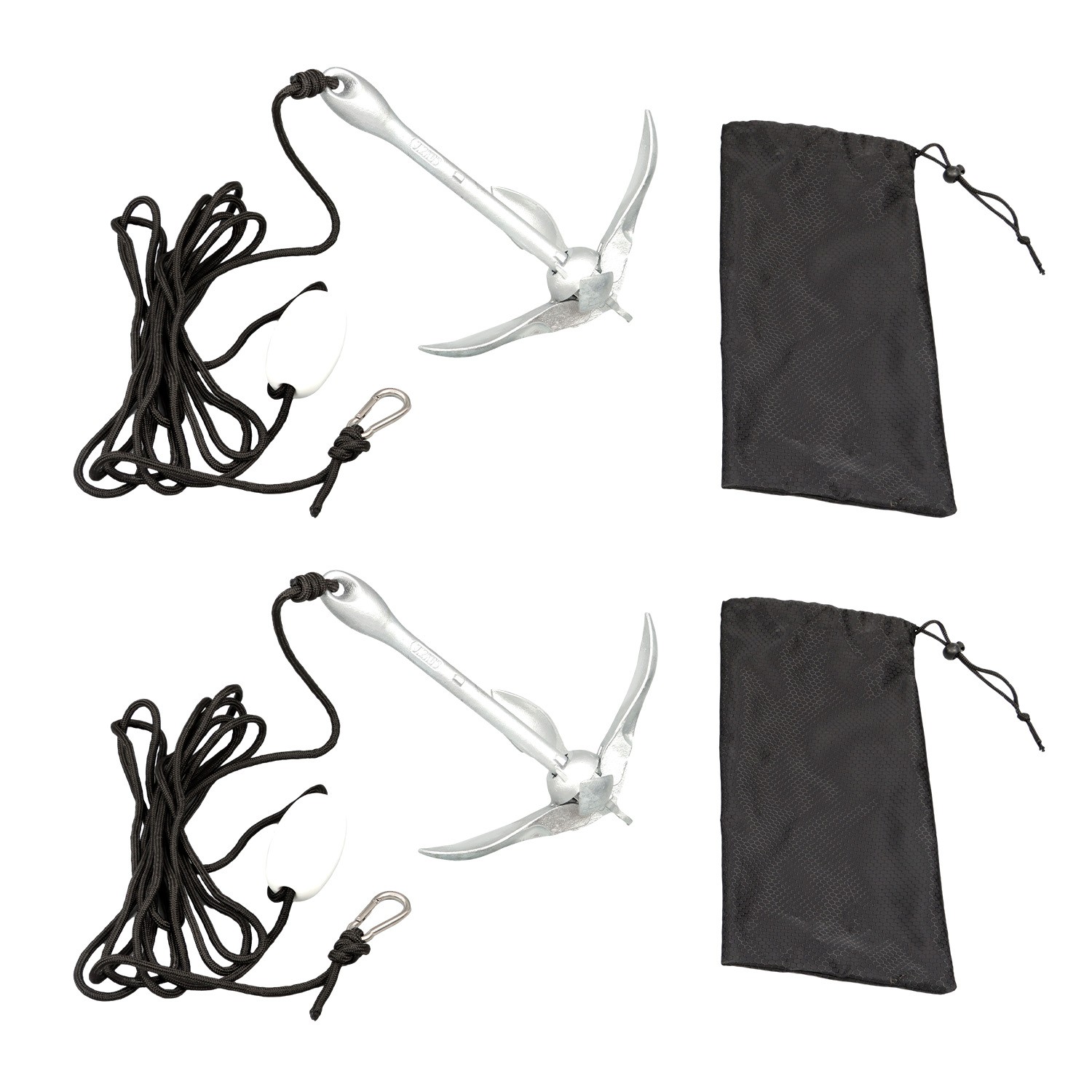 1.5 3.3 5.5 7.1lb 2-Pack Folding Anchor Set For Small Boats Canoe Paddle Boards