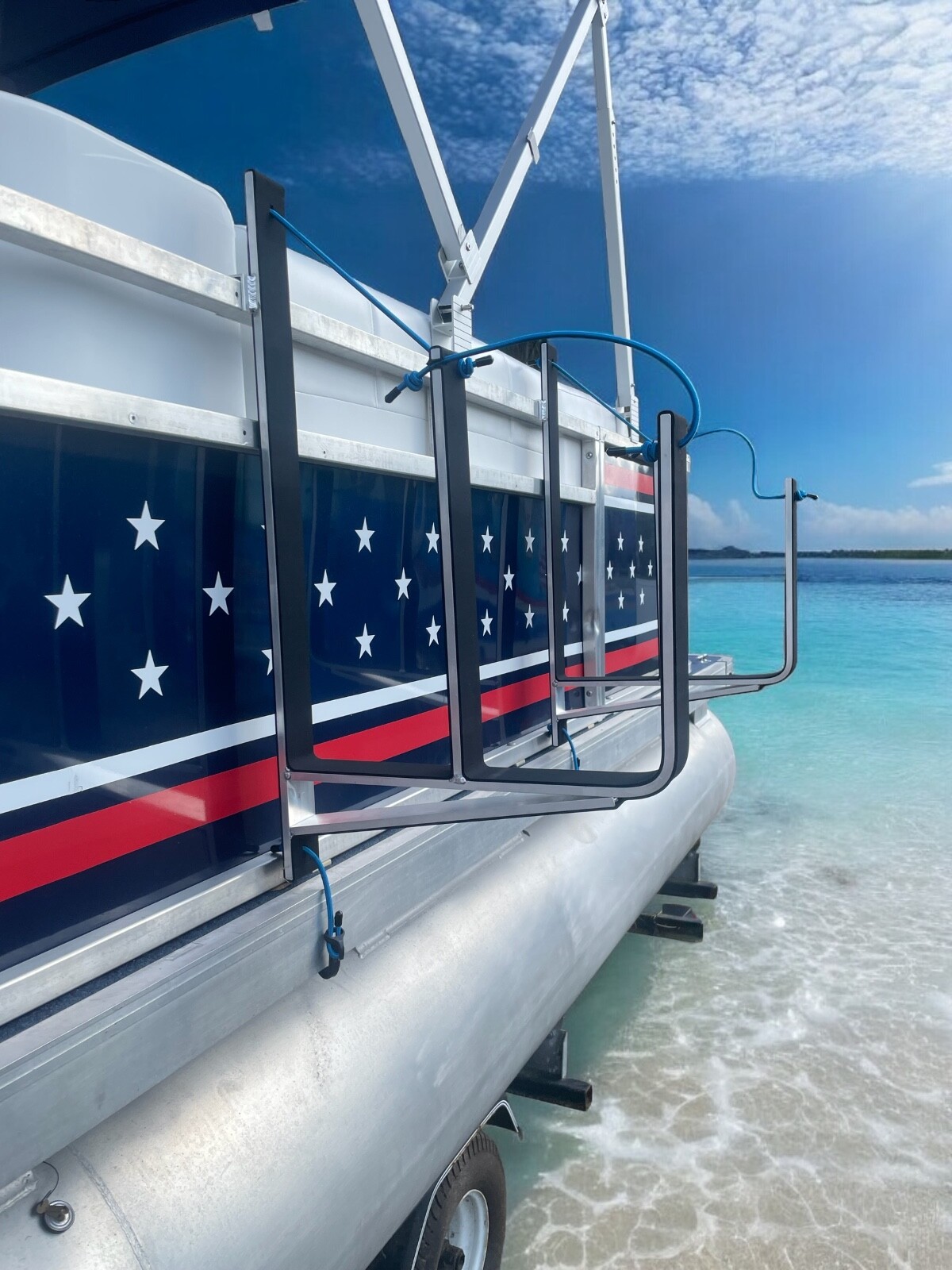Pontoon Boat Dual Wake/Paddle Board Solution w/Storage Rack