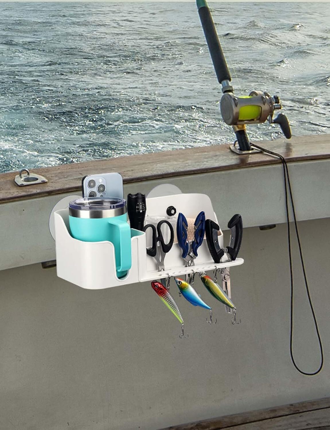 KEMIMOTO Boat Caddy Organizer, Marine Cup Holder Universal For Bass Boat Kayak