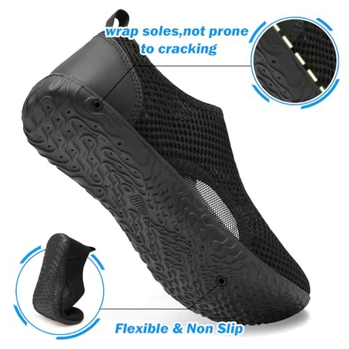 Water Shoes for Women Men Barefoot Swim Shoes 6.5-7.5 Women/5.5-6.5 Men Black