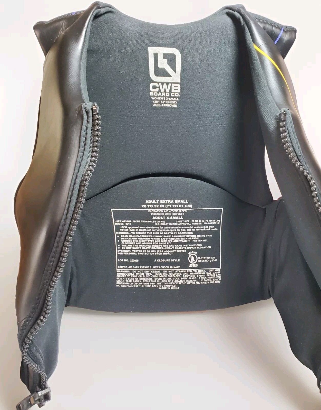 Womens CWB Connelly Classic Neoprene Vest Jacket Extra Small 28″-31″ Over 90 Lbs