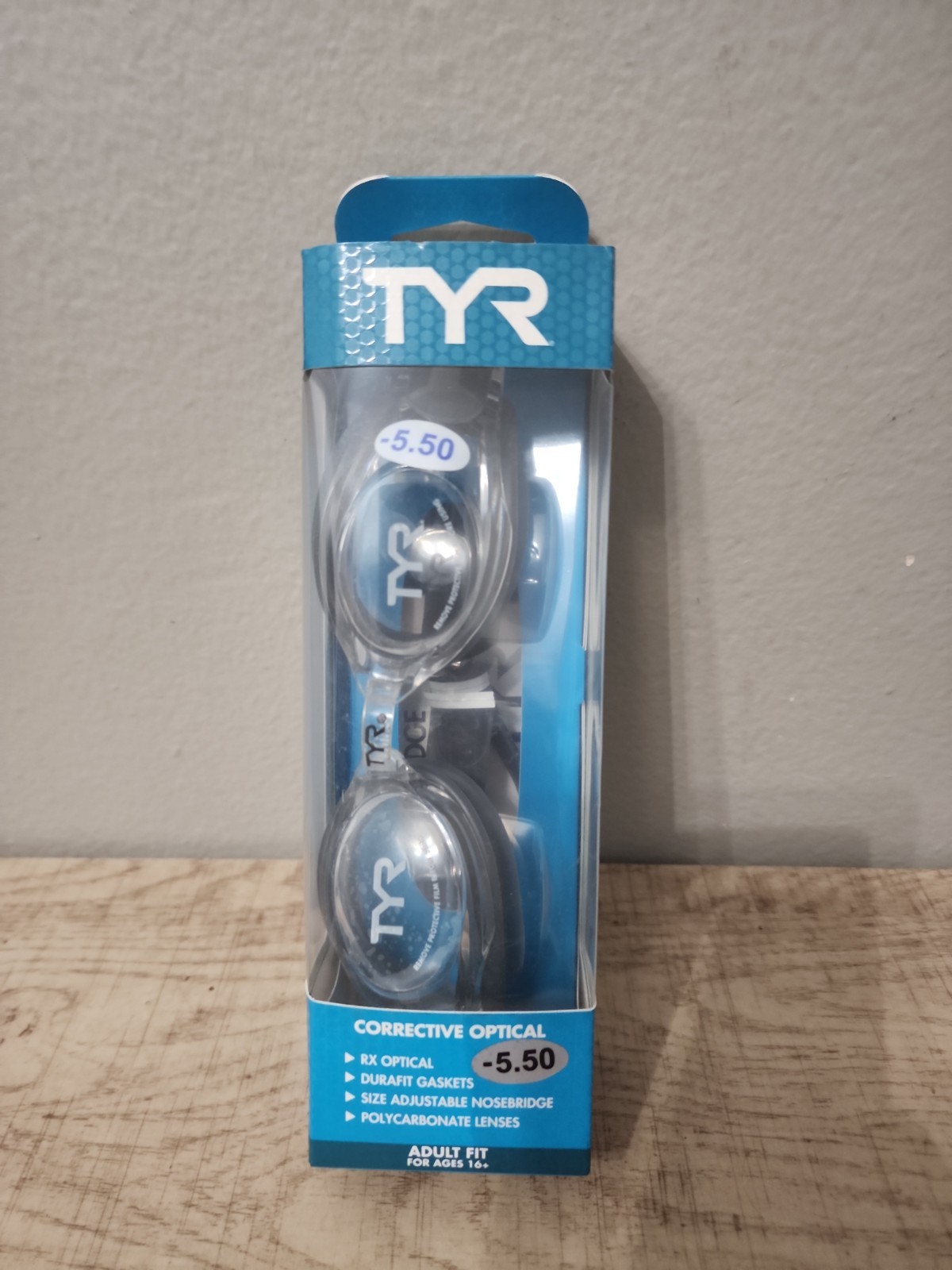 NEW TYR Active Corrective Optical Swim Goggles Clear -5.50