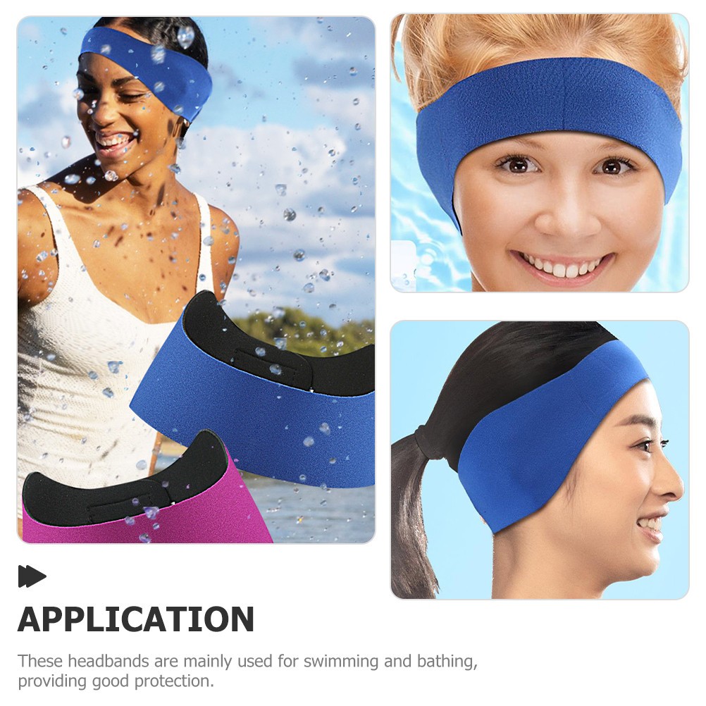 2Pcs Reusable Swim Ear Headbands with Hook and Loop for Bathing and Swimming
