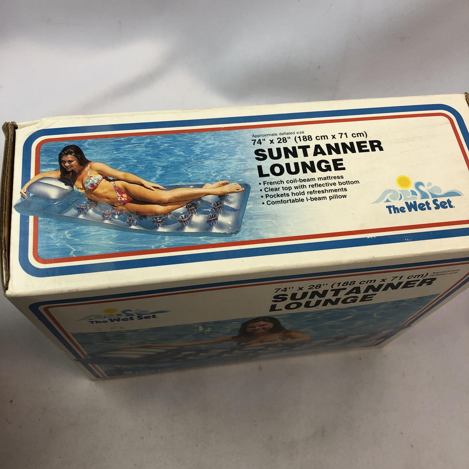 Vintage Intex The Wet Set Suntanner Lounge 74×28 Blue Inflatable Pool Raft 1999