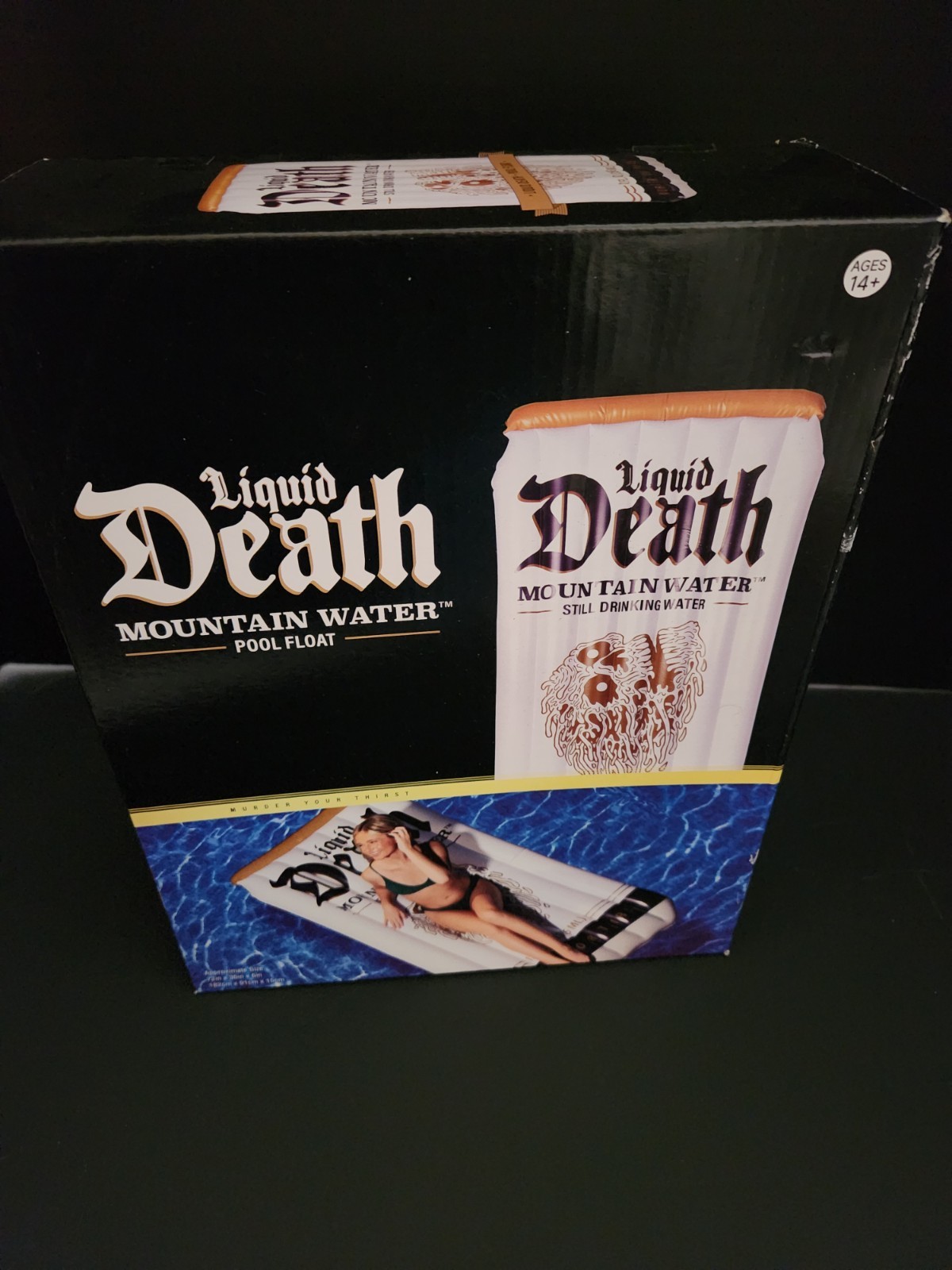 Liquid Death Mountain Water Pool Float Inflatable 72in x 36in x 6in