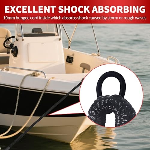 Bungee Dock Line,Boat Rope Stretchable Docking String with Foam Float 4FT Black