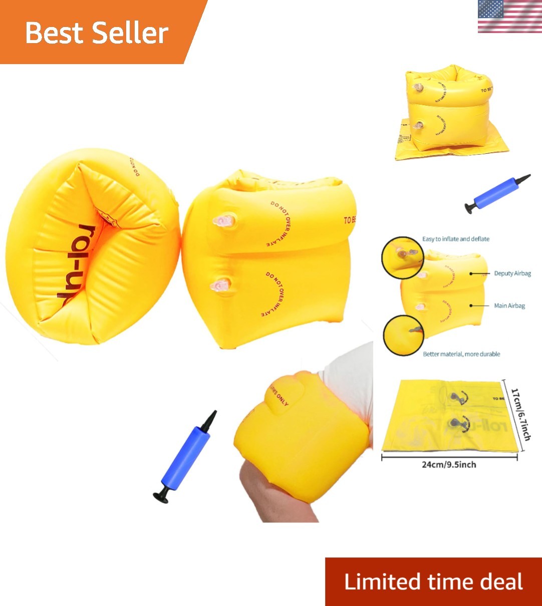 Durable Inflatable Arm Bands for Pool – Perfect Floaties for Family Fun (2 Pack)