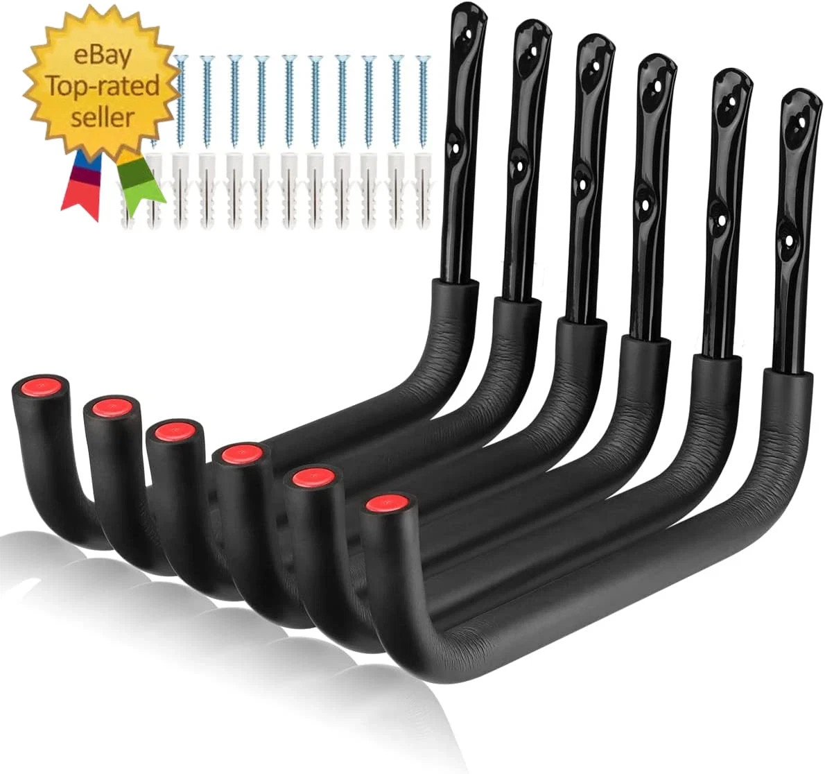 6 Pack Kayak Storage Hooks, 15.5 Inch Wall Mount Canoe Hangers, Heavy Duty Snowb