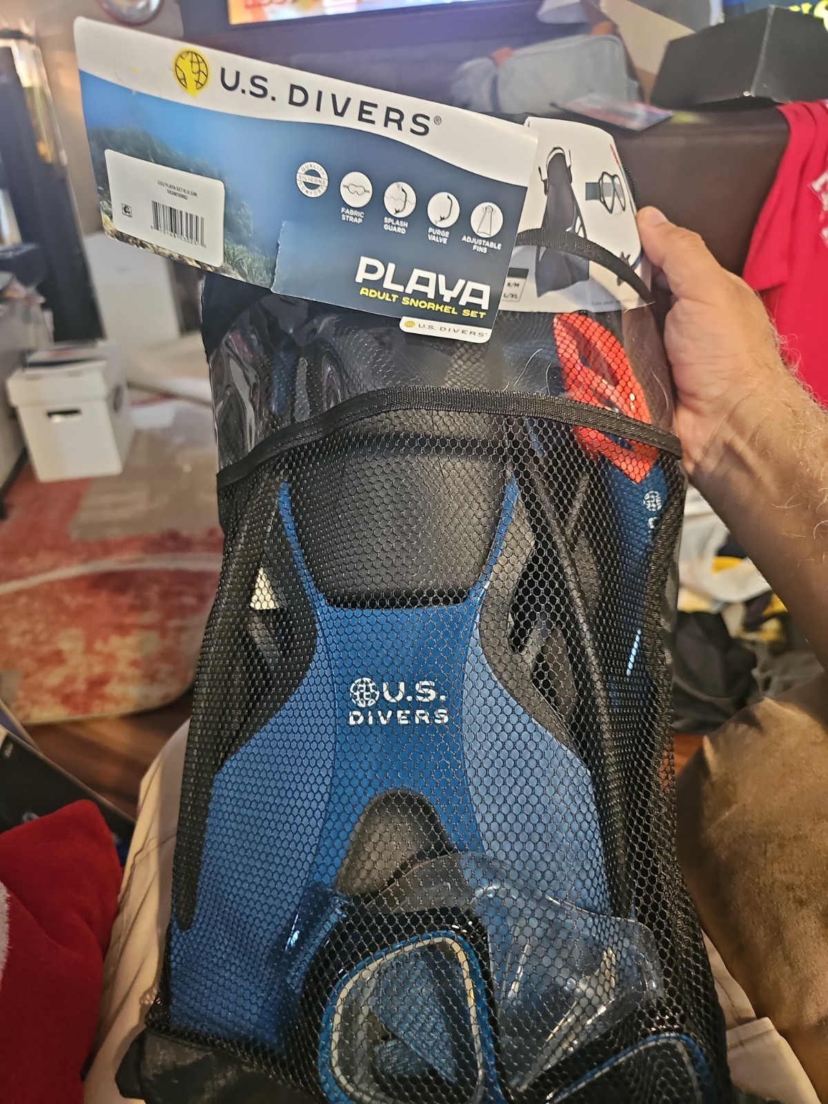 NEW U.S. Divers Playa Adult Snorkel Set Blue Size S/M Men 4.5-8.5 Women 5.5-9.5