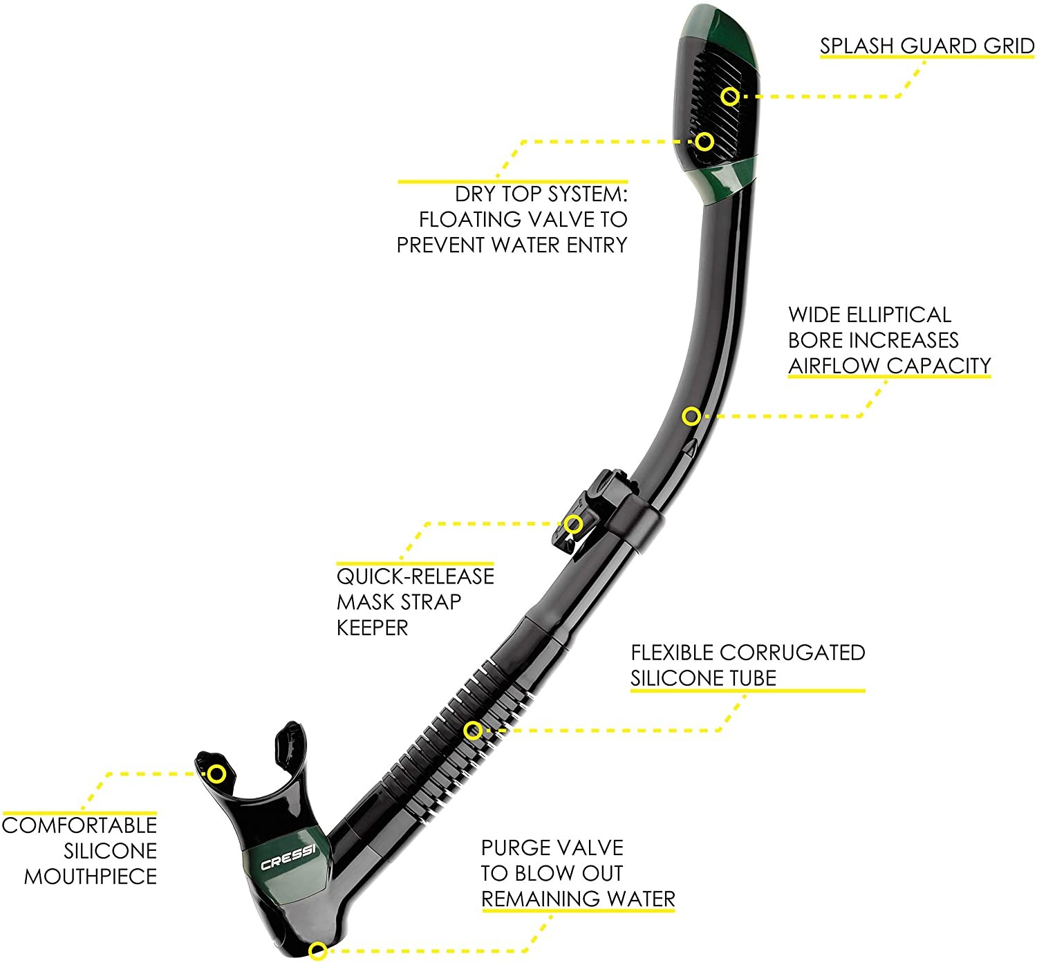 Cressi Supernova Dry Scuba Diving Snorkel