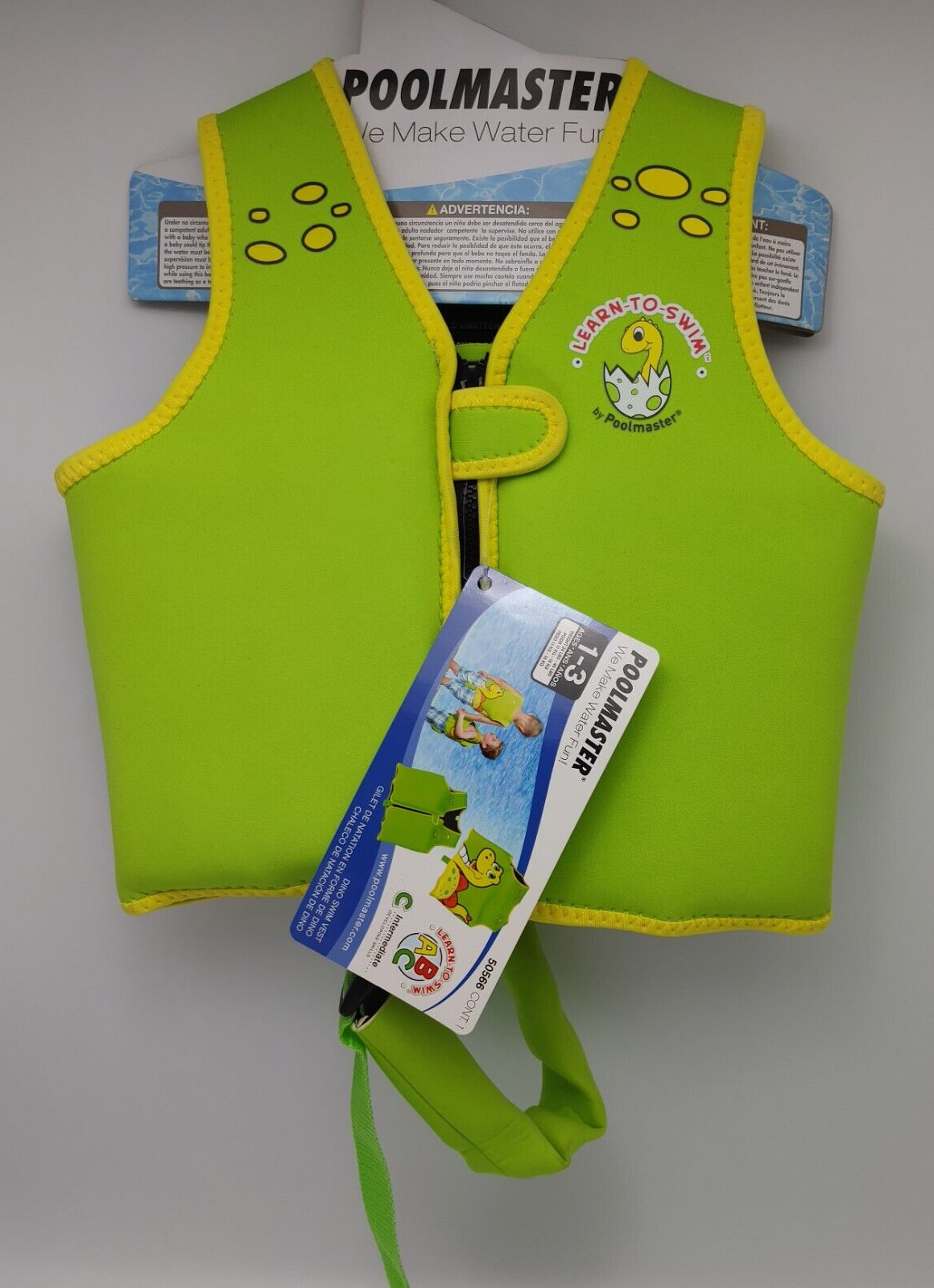 Kid’s Swim Vest Dino Theme Learn To Swim Ages 1-3 Zip Close By Pool Master