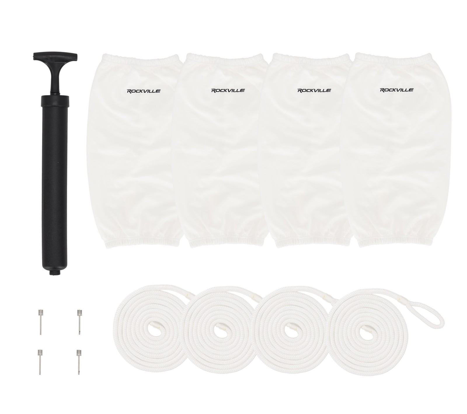 Rockville FEN485-WHITE Boat Fender Package 4 Bumpers 8.5″x27″, 4 Covers, 4 Lines