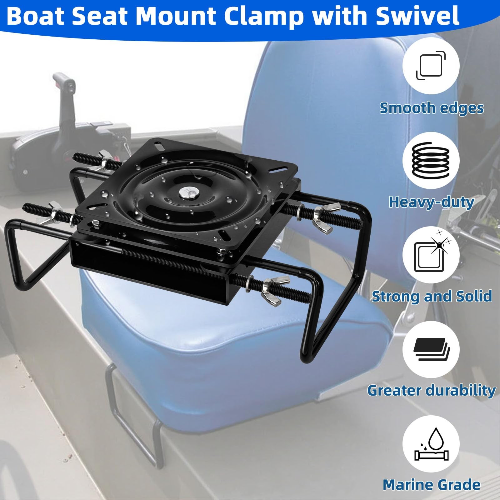 Boat Seat Swivel Base Mount,Boat Pedestal Mount Clamp on with Black