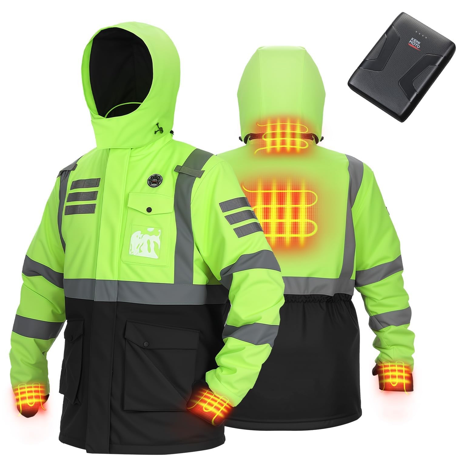 Kemimoto Heated Safety Jacket Men Battery Longer Waterproof Winter Jacket High