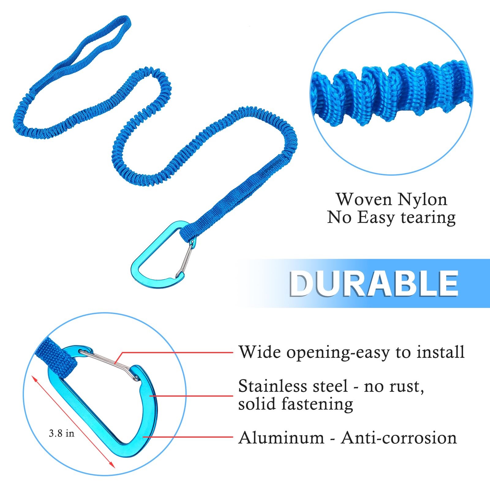 1/2/4 Pack Kayak Paddle Board Tether Leash Stretchable Strap Lanyard Rope