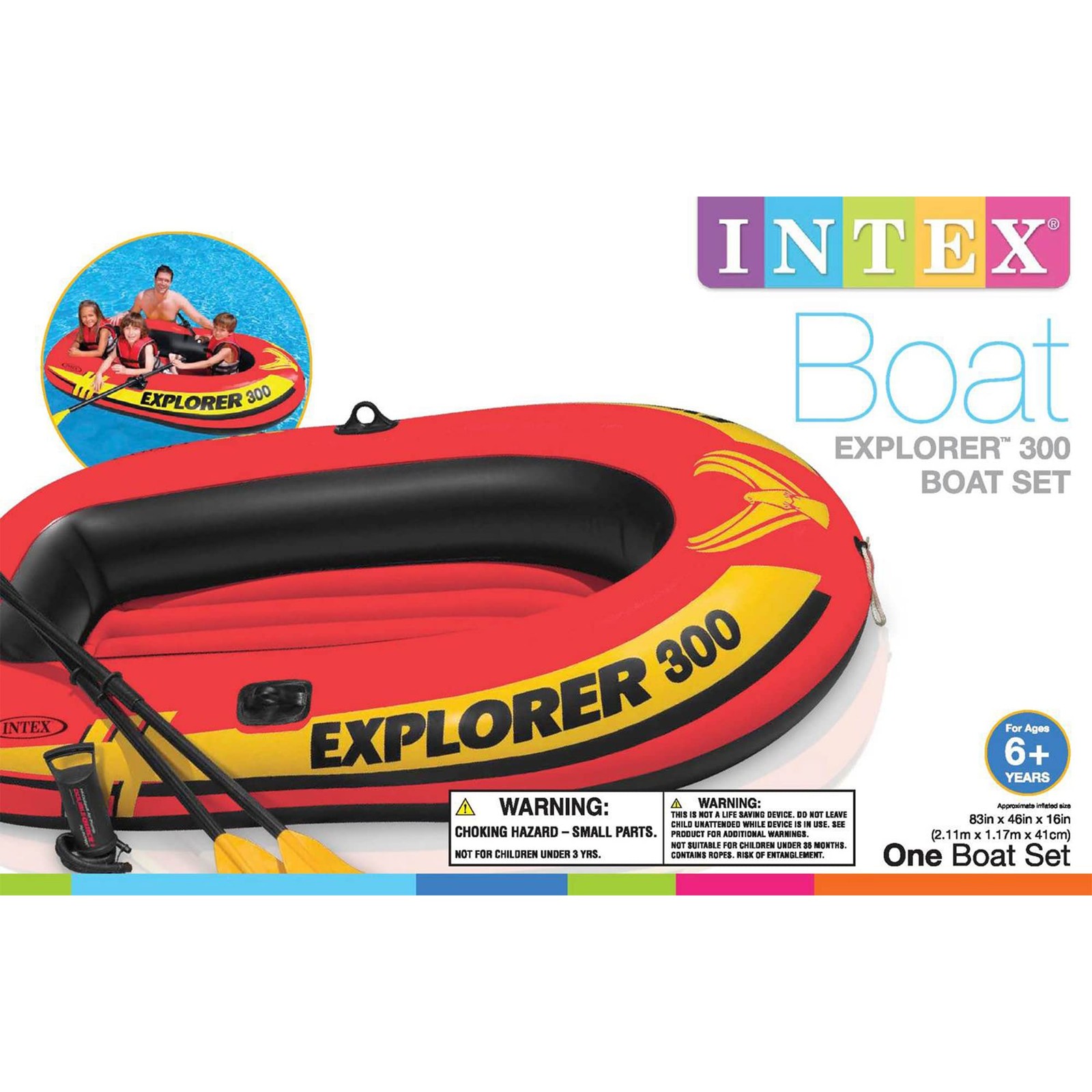 INTEX 58332EP Explorer 300 Inflatable Boat Set: Includes 3 Person, Yellow