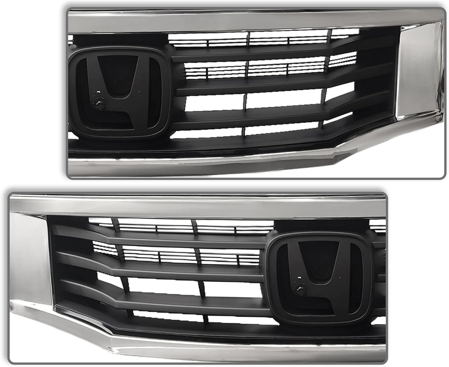 Front Bumper Grille Black With Chrome Mesh Grill For 2008 2009 2010 Honda Accord