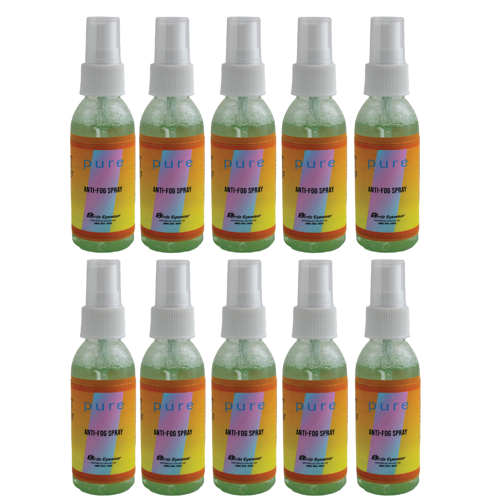 10 2oz Bottle of Birdz Anti Fog Spray for Glasses Swimming Paintball Diving