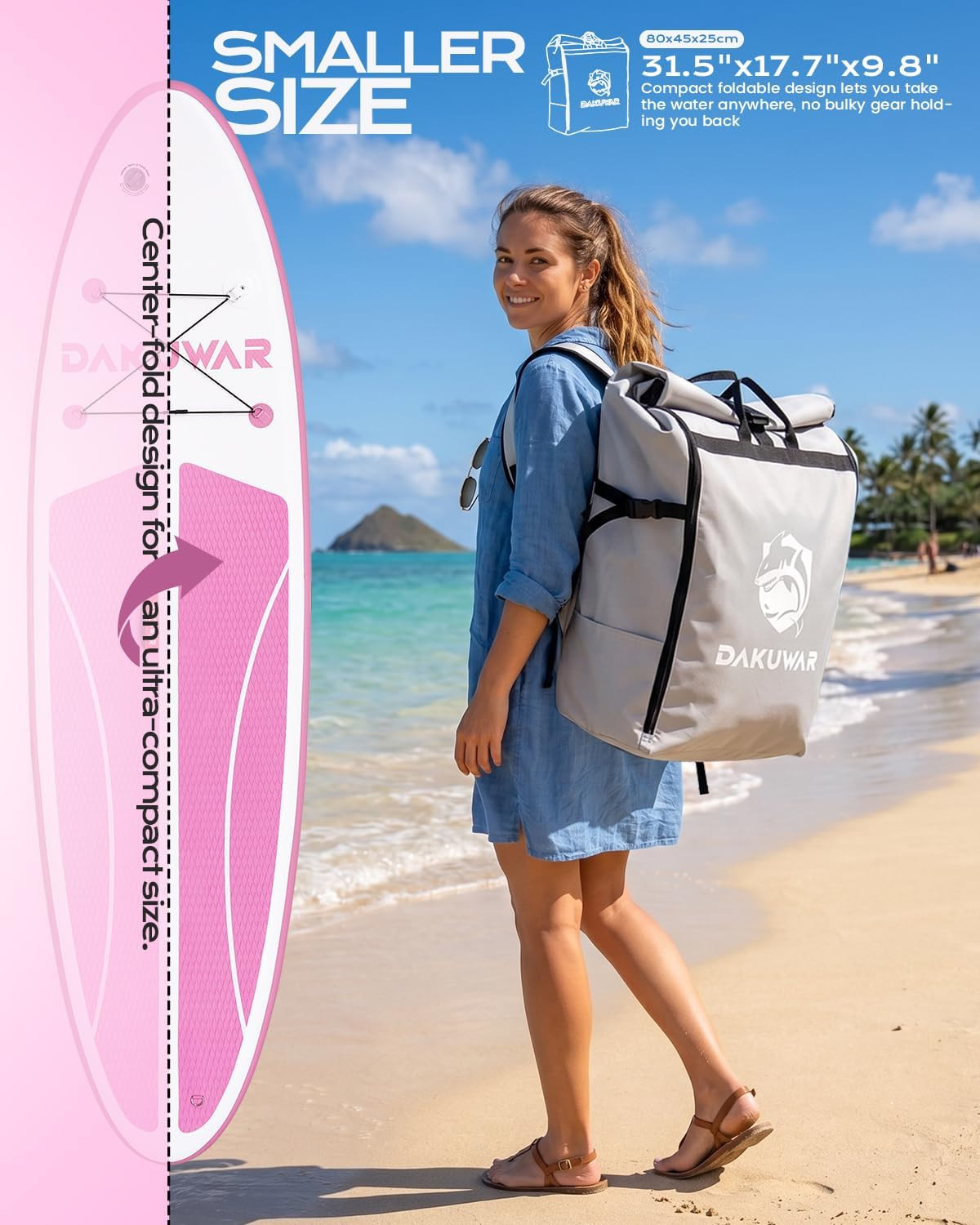 10’6″ Inflatable Paddle Board 10′ Folding Ultra-Light Stand up Paddle Board