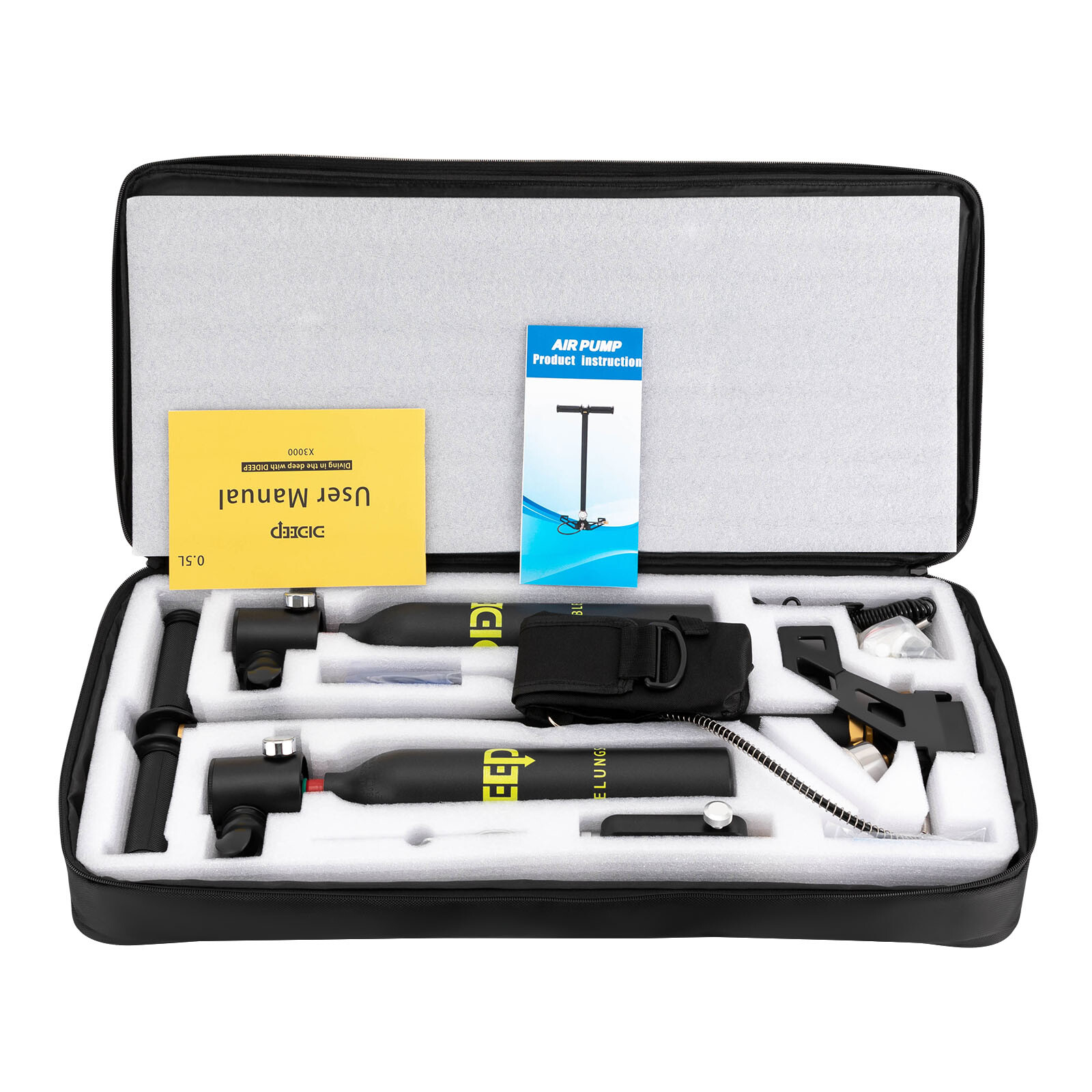 0.5L Oxygen Tank Pump Equipment Underwater Breath 2 * Mini Scuba Diving Case
