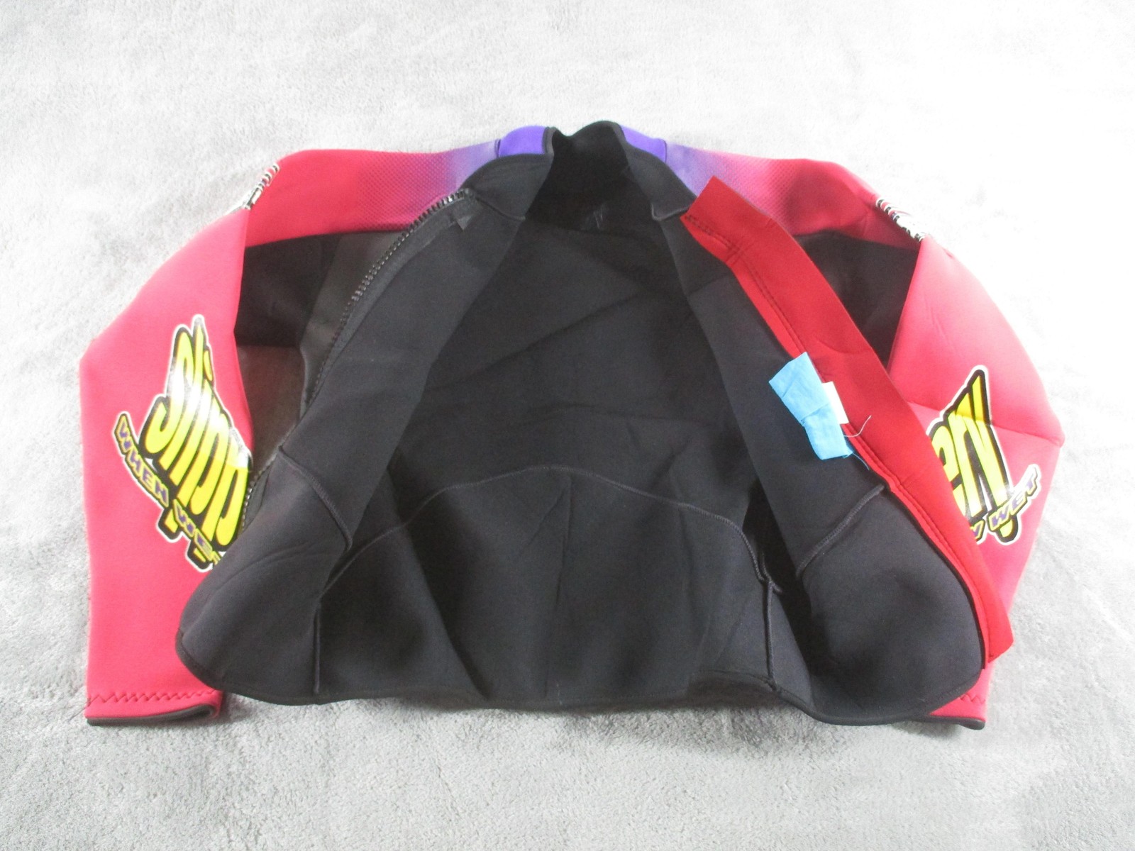 Vintage Slippery When Wet Wetsuit Top XL Womens Black Purple Pink Zip Jacket