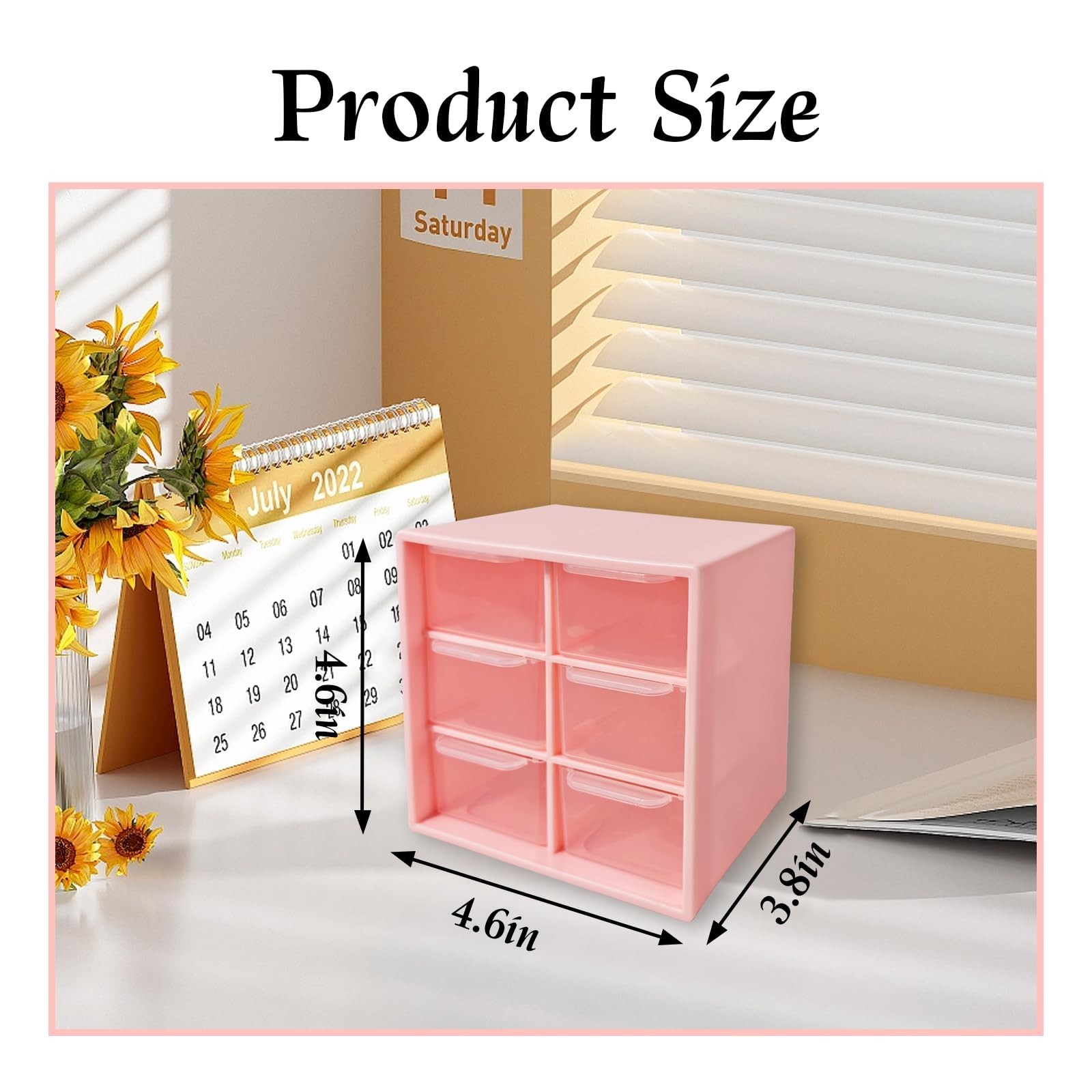 Small Drawer Organizer for Desk, 4.7″ x 4.7″ x 3.8″ Small Desktop Organizer w…