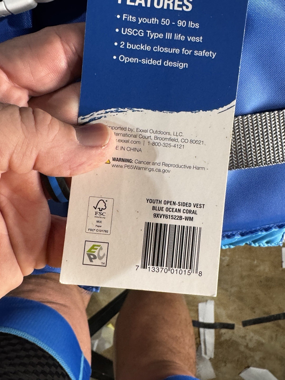 New X2O Life Jacket Universal Youth Life Vest (50 – 90 Pounds) 710 Blue Ocean