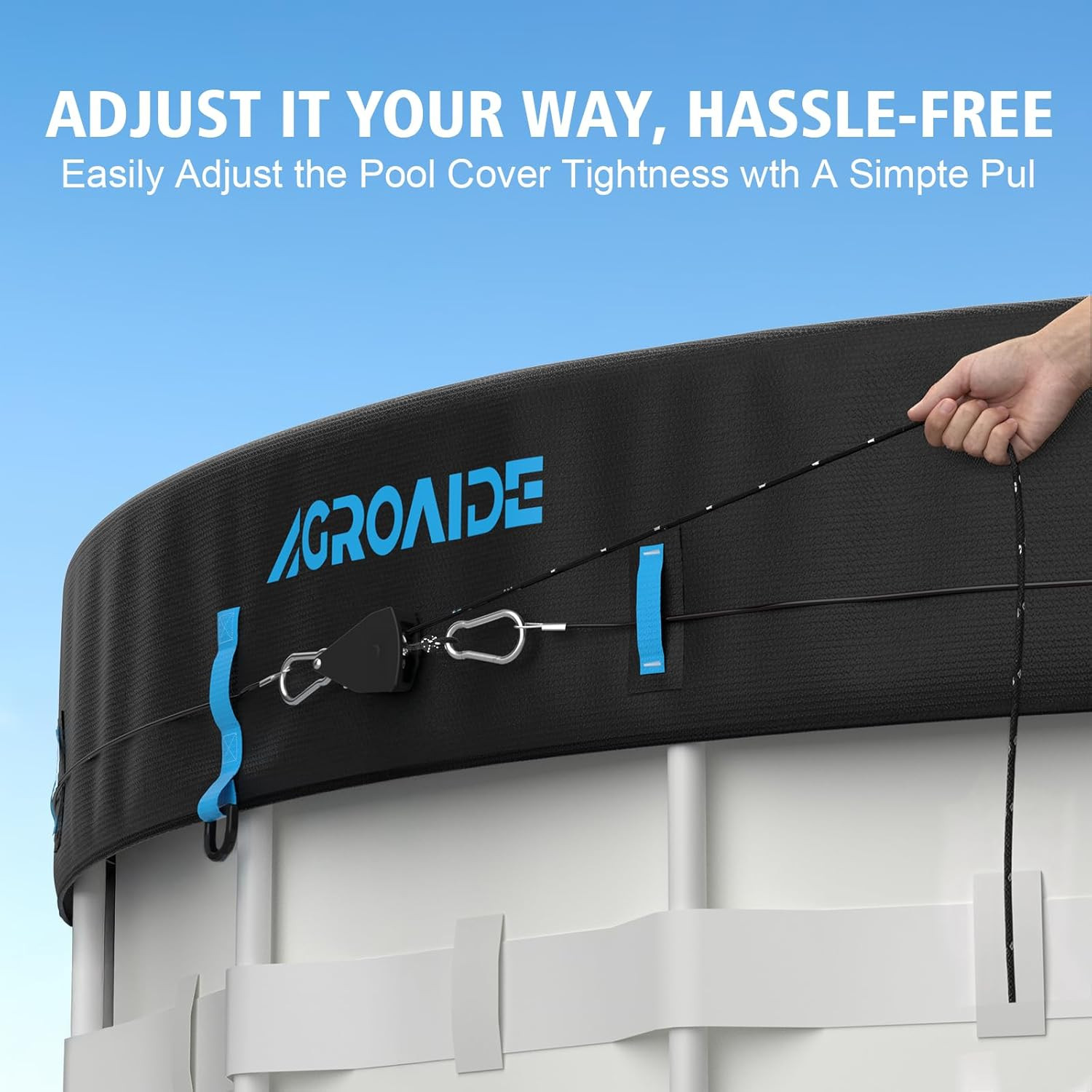 16X32Ft Oval Pool Cover, Ratchet Tie down Strap, 420D Oxford Fabric for All Seas