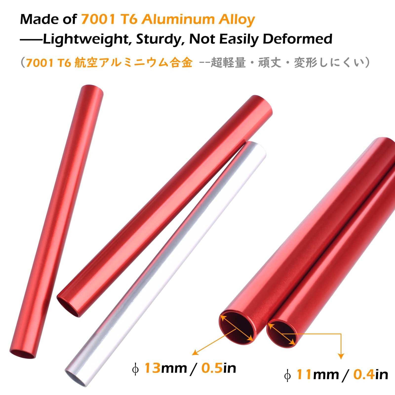 4 Pack Tent Pole Repair Splint Kit 13mm Red Spare Sleeve Outdoor Camping Set