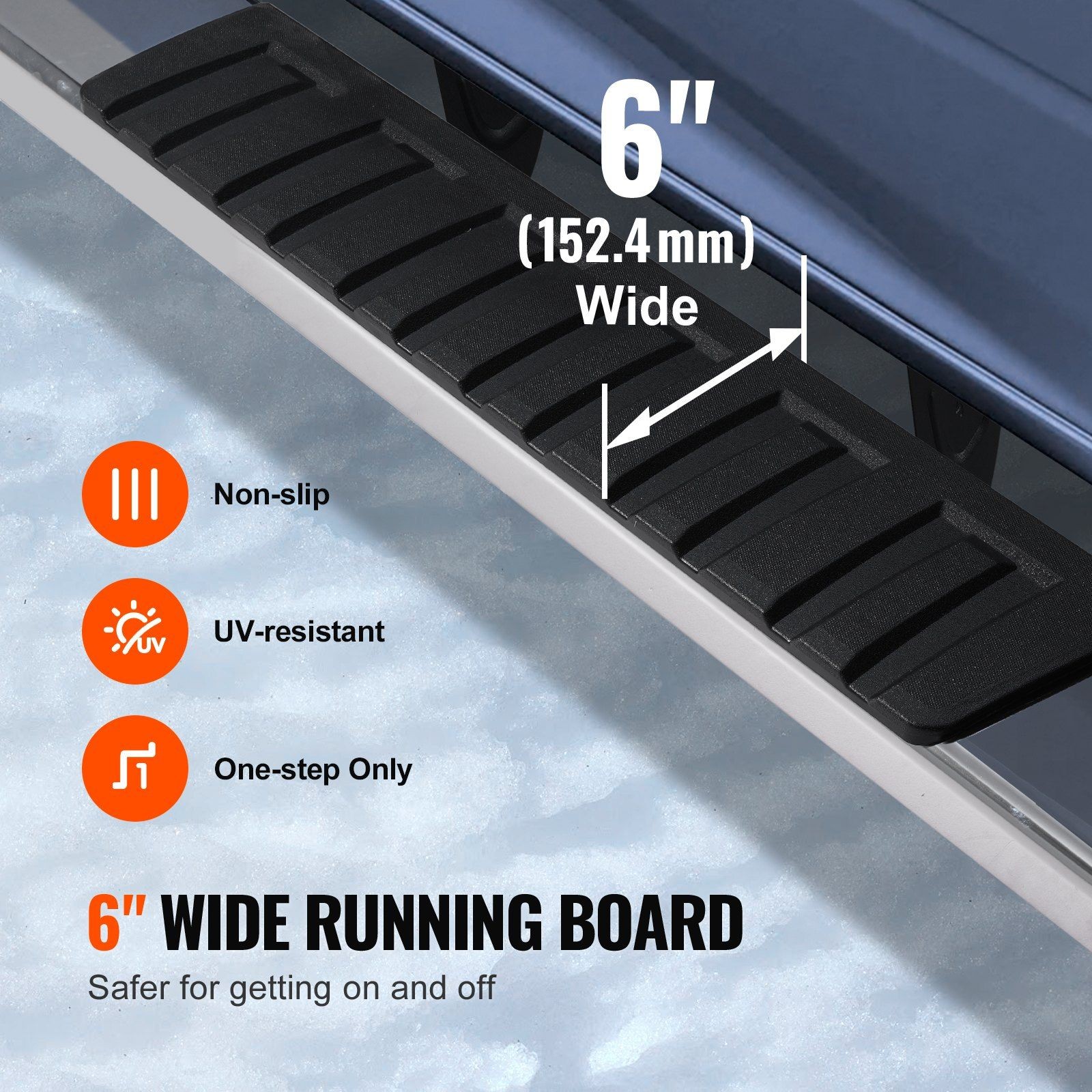 6″ 500lb Load Capacity Stainless Steel Side Steps Nerf Bars 2-Piece Set