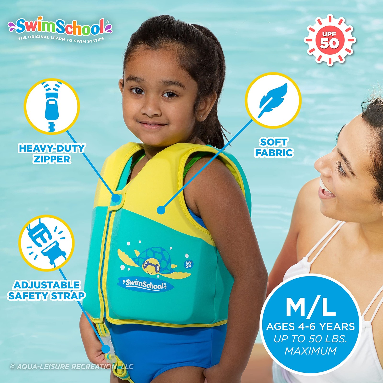 Swim Trainer Vest, Flex-Form Design, Padded Shoulders and Adjustable Safety S…