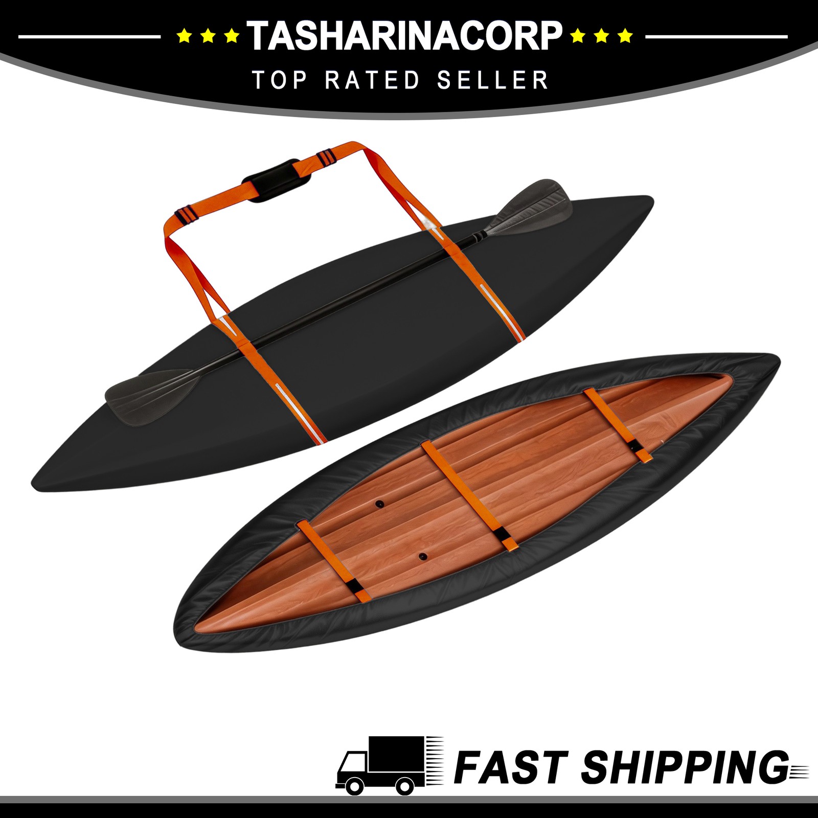 Heavy Duty Kayak Cover Waterproof UV Protection Fit for 10.8ft-12ft Black