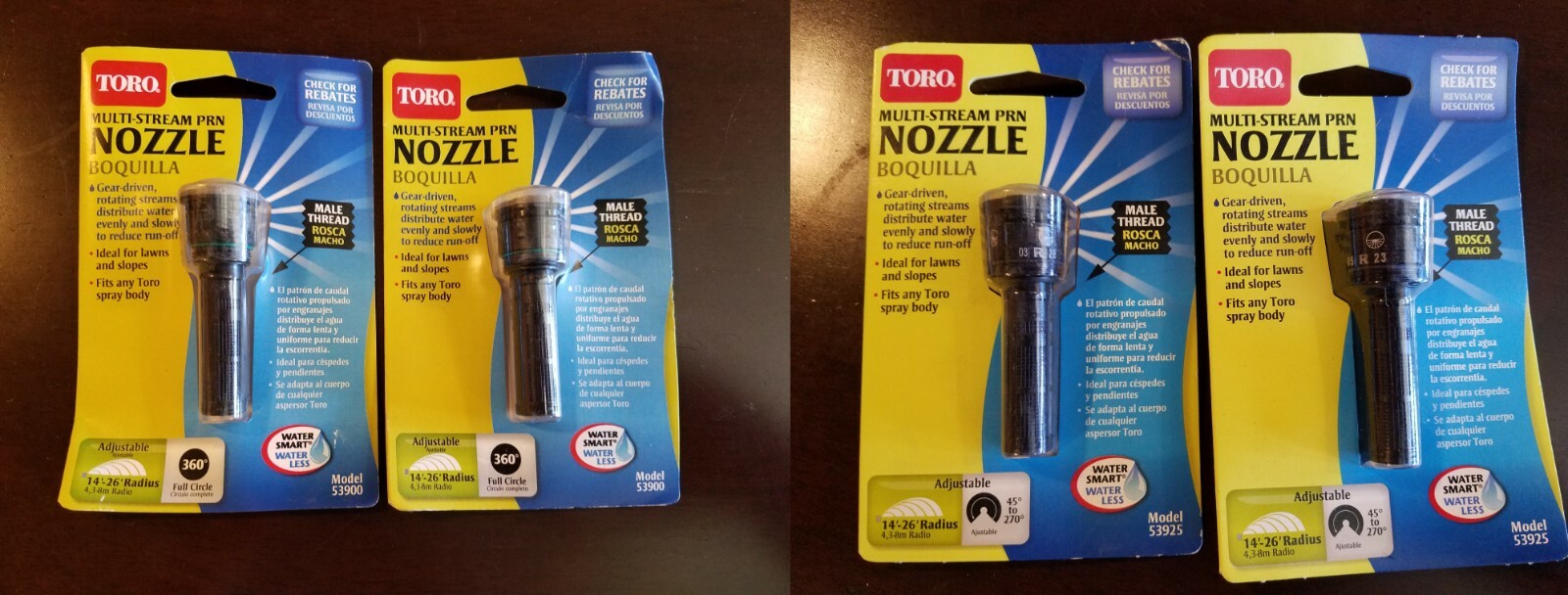 Multi-Stream PRN NOZZLE 14′-26′ radius Toro 53900 / 53925 Adjustable Male Thread