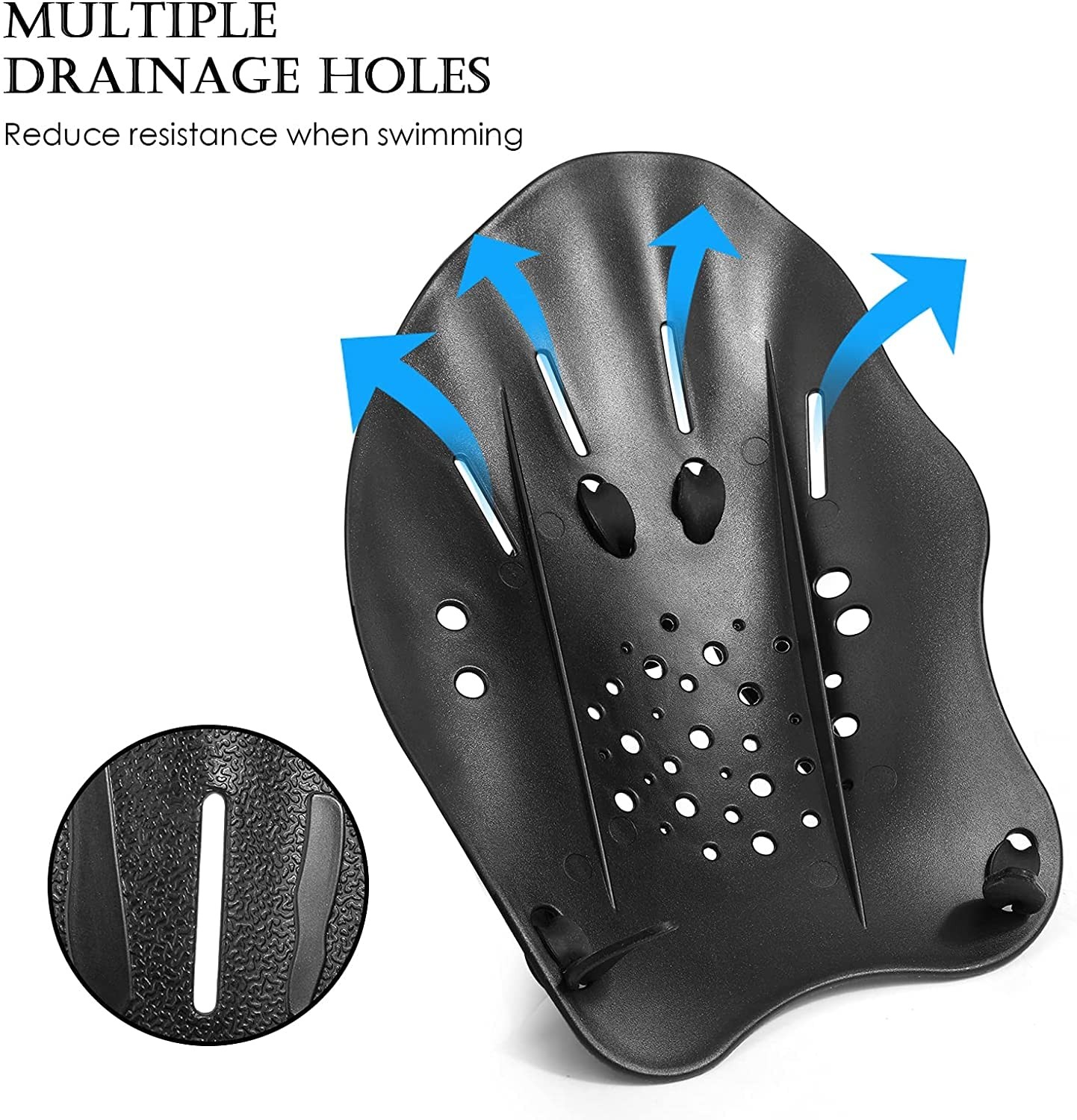 Houson 1 Pair Swim Paddle Hand Exercise Training Adjustable Black