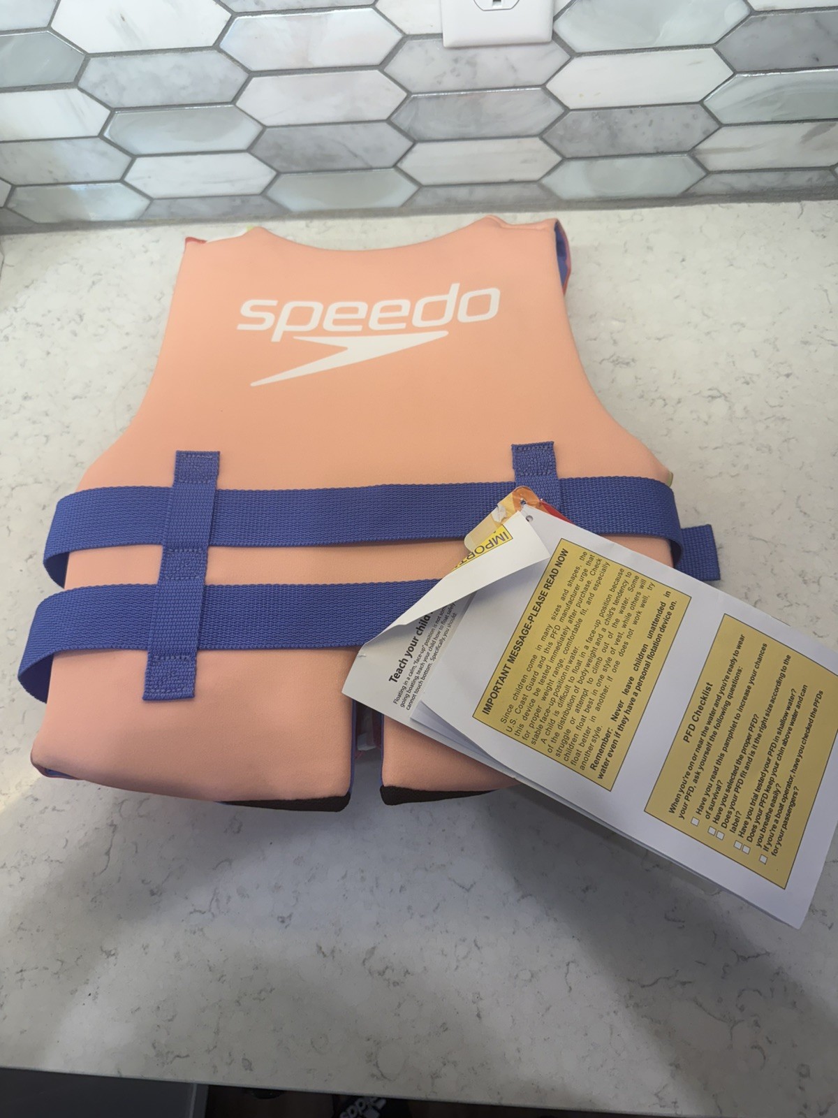 Speedo Youth Swimming Life Jacket Vest PFD USCG Approved 50-90 Pounds Pink