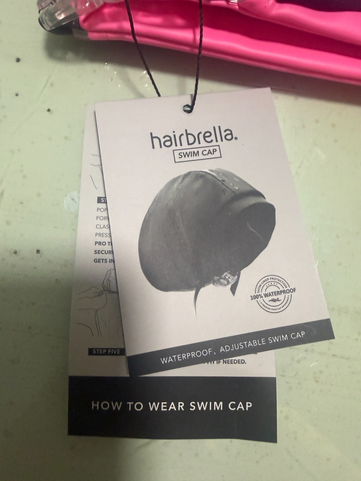 Hairbrella Waterproof Adjustable Swim Cap Neon Pink NWT Hair Protection